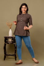 Majestic Divas Dark Brown with Beige & Rust Geometric Print
