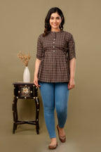 Majestic Divas Dark Brown with Beige & Rust Geometric Print