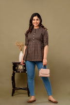 Majestic Divas Dark Brown with Beige & Rust Geometric Print