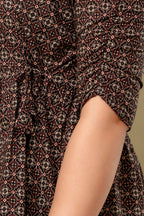Majestic Divas Dark Brown with Beige & Rust Geometric Print
