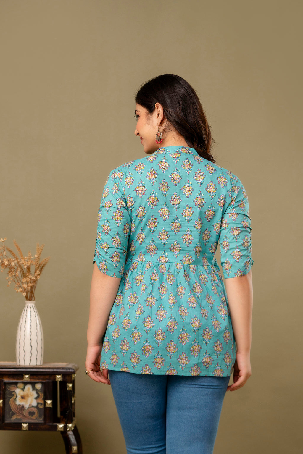 Majestic Divas Aqua Blossom Peplum Top
