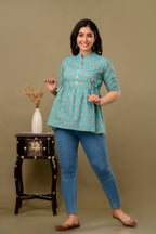 Majestic Divas Aqua Blossom Peplum Top
