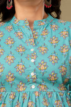 Majestic Divas Aqua Blossom Peplum Top