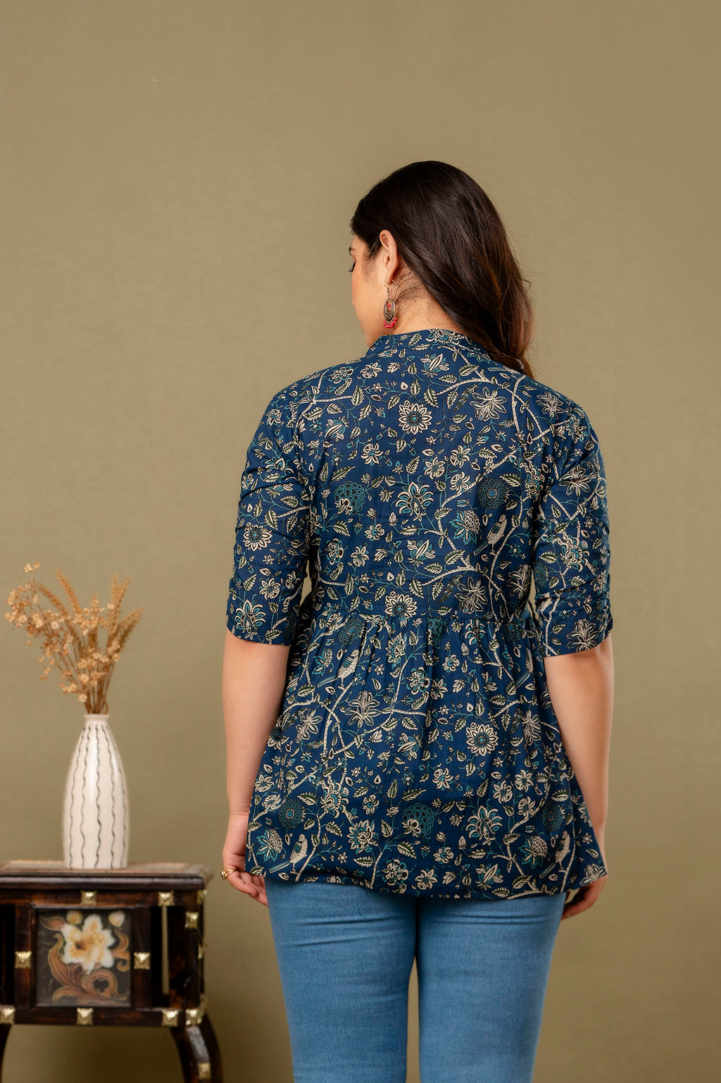 Majestic Divas Ruby Indigo Garden Peplum Top