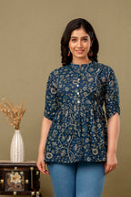 Majestic Divas Ruby Indigo Garden Peplum Top