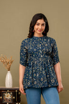 Majestic Divas Ruby Indigo Garden Peplum Top