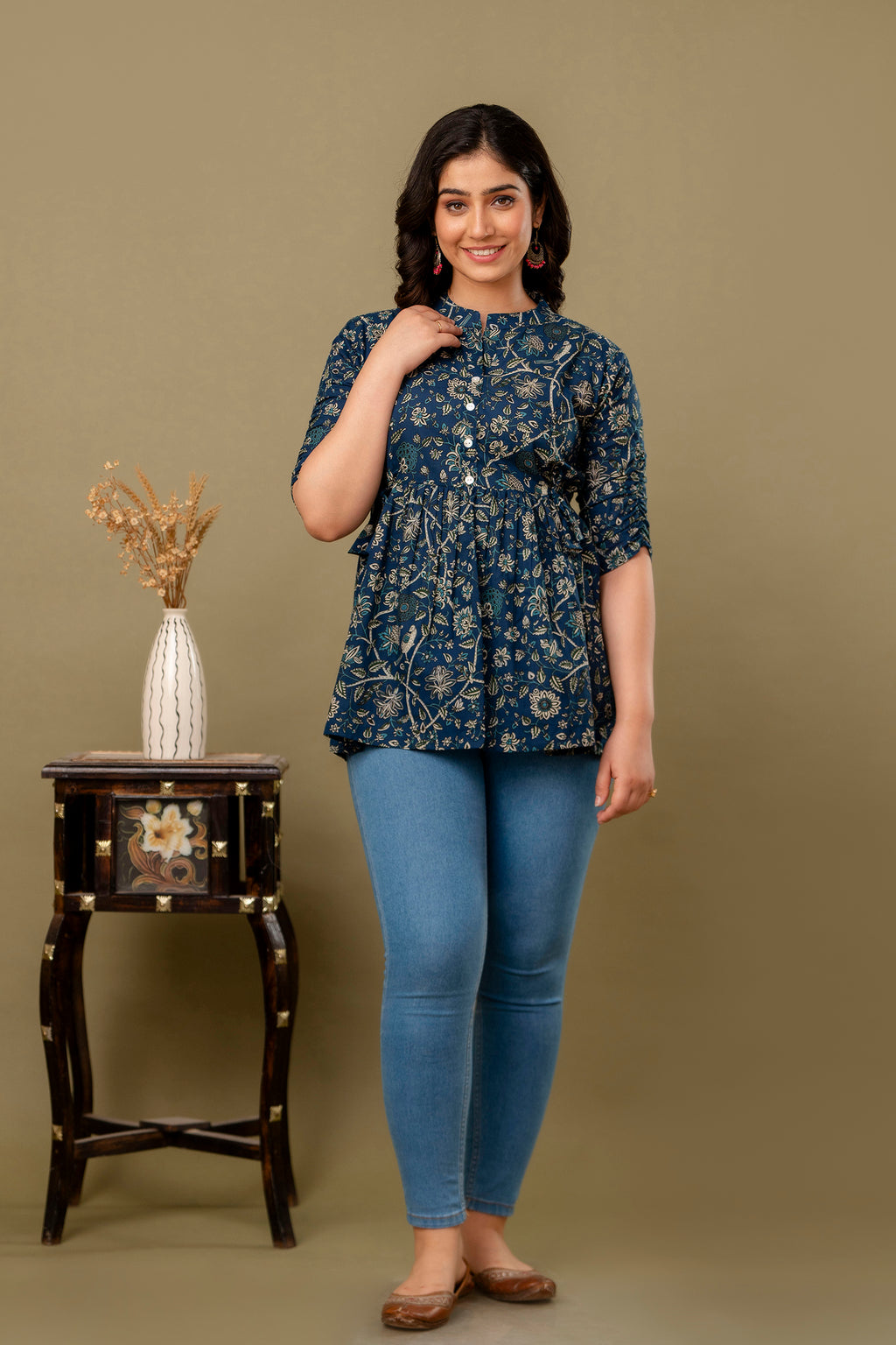 Majestic Divas Ruby Indigo Garden Peplum Top
