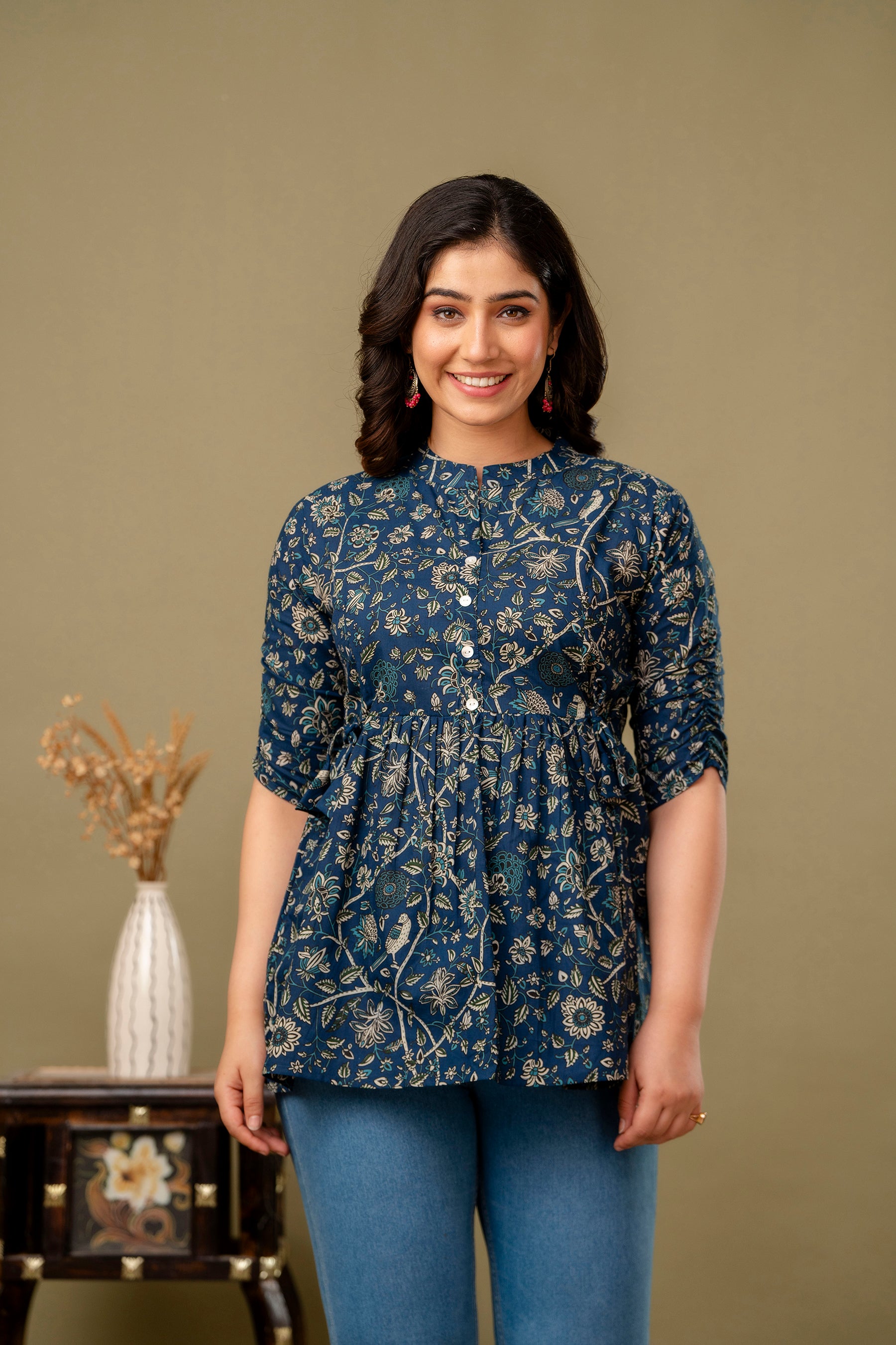 Majestic Divas Ruby Indigo Garden Peplum Top