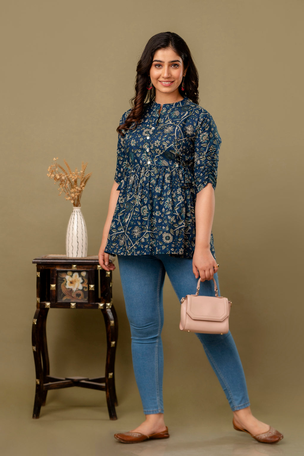 Majestic Divas Ruby Indigo Garden Peplum Top