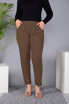 Majestic Diva's Classic Brown High-Waist Straight Fit Pants