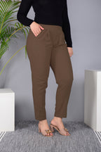 Majestic Diva's Classic Brown High-Waist Straight Fit Pants