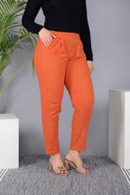 Majestic Diva's Vibrant Orange High-Waist Straight Fit Pants