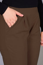 Majestic Diva's Classic Brown High-Waist Straight Fit Pants
