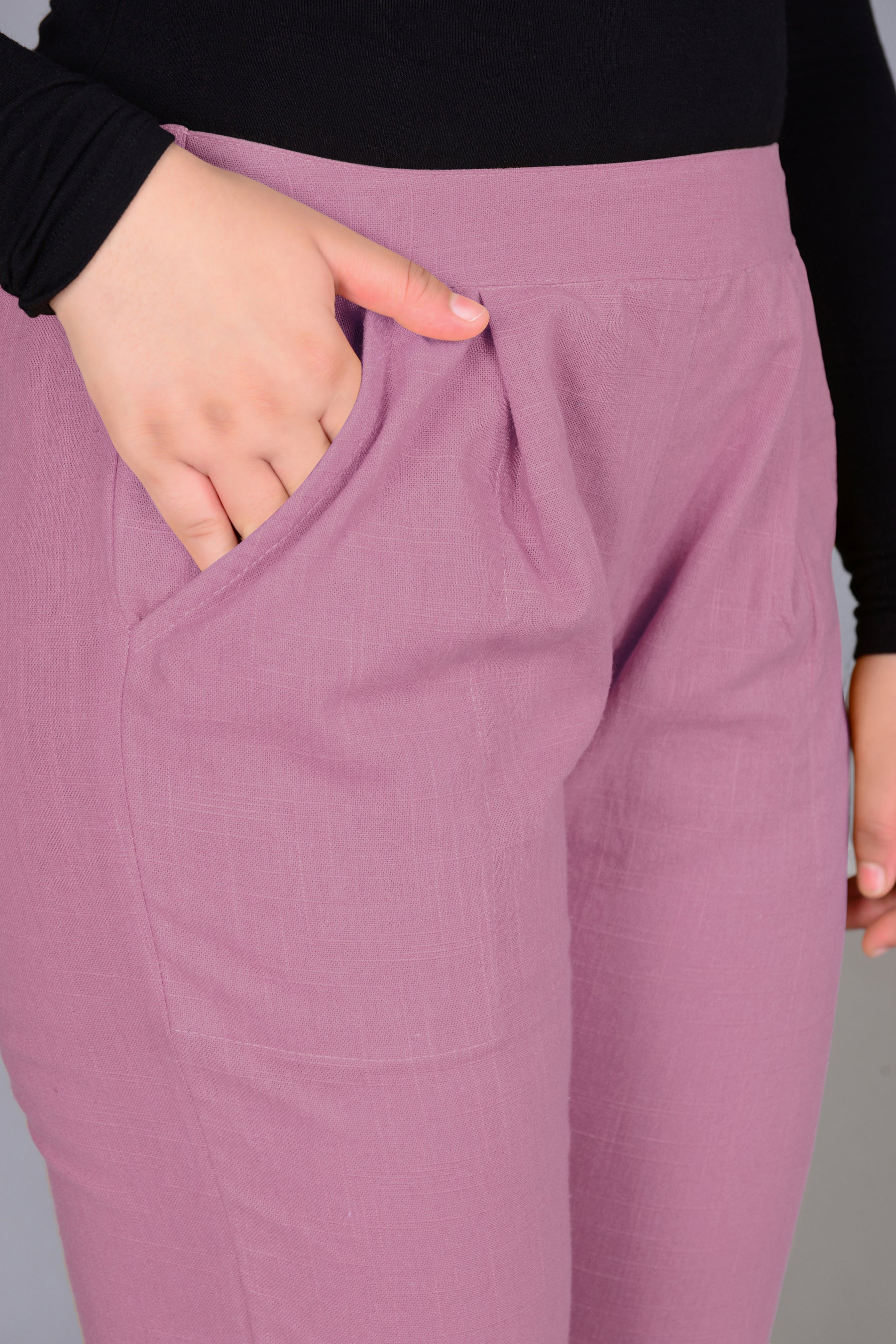 Majestic Diva's Dusty Rose High-Waist Straight Fit Pants