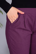 Majestic Diva's Women’s High Waist Wine Maroon Tapered Pants