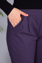 Majestic Diva's Women’s High Waist Plum Purple Tapered Pants