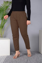 Majestic Diva's Classic Brown High-Waist Straight Fit Pants