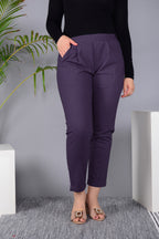 Majestic Diva's Women’s High Waist Plum Purple Tapered Pants