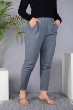 Majestic Diva's Elegant Grey High-Waist Straight Fit Pants