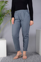 Majestic Diva's Elegant Grey High-Waist Straight Fit Pants