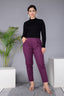 Majestic Diva's Women’s High Waist Wine Maroon Tapered Pants