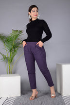 Majestic Diva's Women’s High Waist Plum Purple Tapered Pants