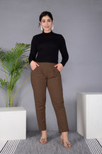 Majestic Diva's Classic Brown High-Waist Straight Fit Pants
