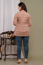 Majestic Divas Printed Cotton Peplum Top for Women