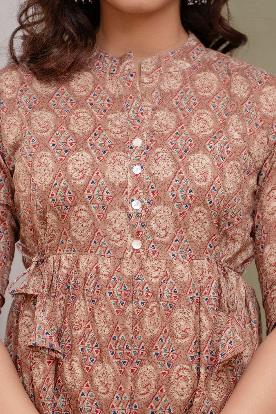 Majestic Divas Printed Cotton Peplum Top for Women