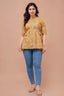 Majestic Diva mustard Floral Printed Cotton Peplum Kurti Top for Women