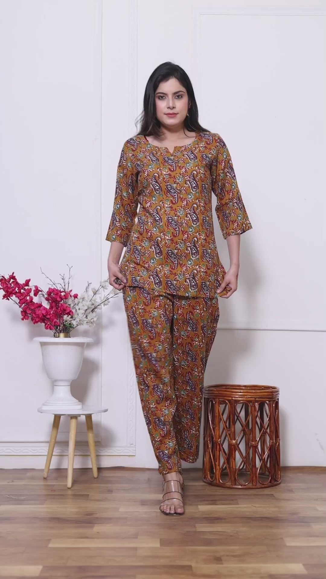 Majestic Divas Mustard Yellow Paisley Co-ord Set