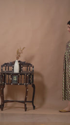 Majestic divas Cotton Olive Green & Wine Zigzag Printed Maternity Feeding Kurta Dress with Dual Side Zippers